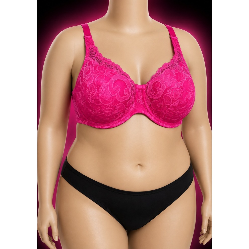 PLAYTEX Love My Curves Style US4514 Thin Foam Cup Lift Bra Hot Pink Lace 42D NWT